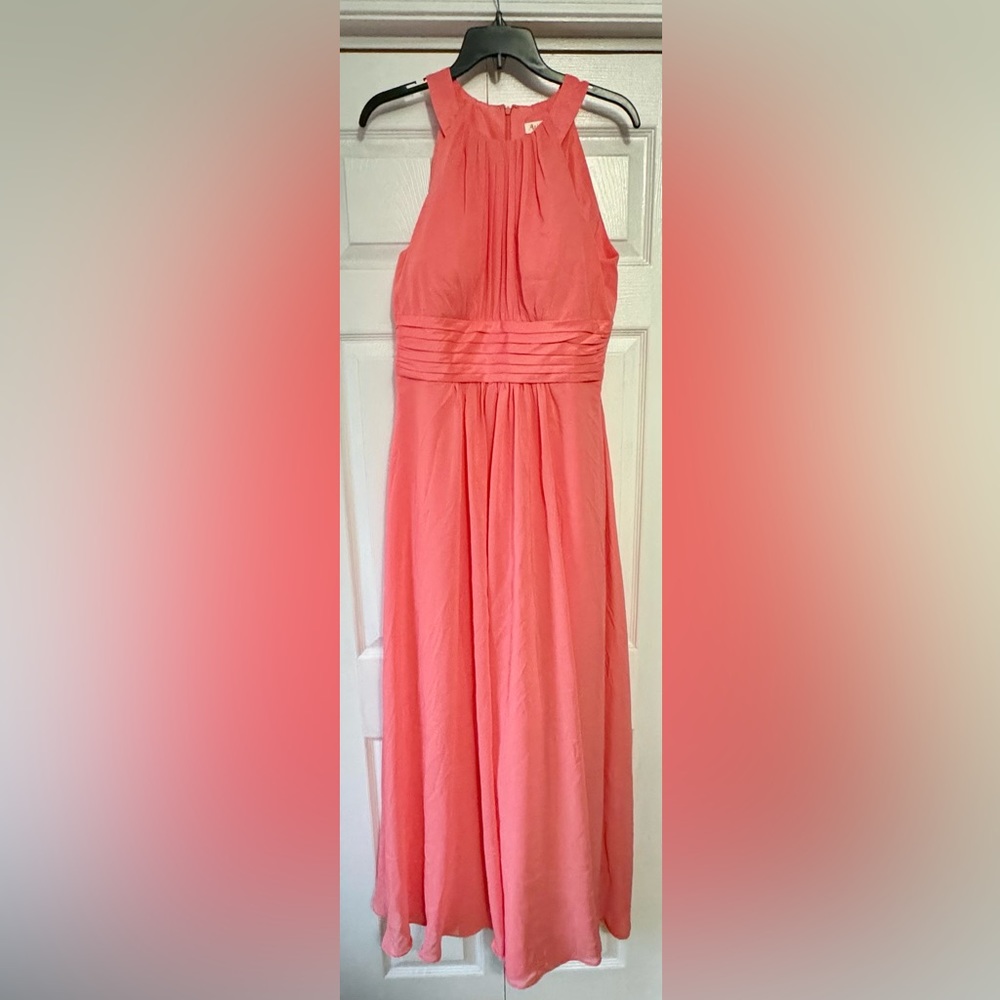 ALICEPUB Women’s Halter Chiffon Bridesmaid Dress Coral Pink
